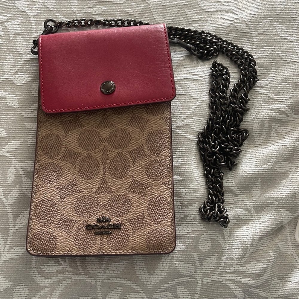 Burgundy red side purse / phone case purse.. fits a  large iPhone